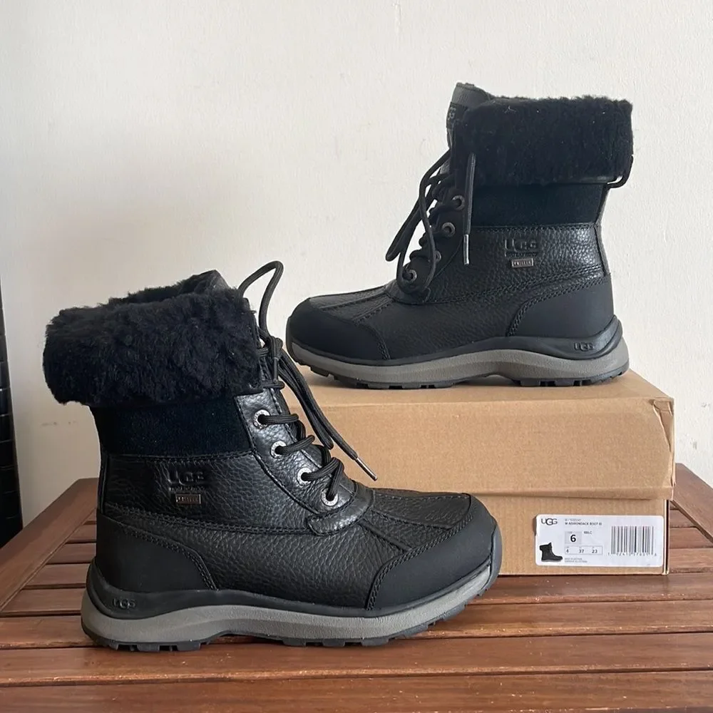 UGG Adirondack III Boot Black USA Women Size 6/UK 4/EU37(MSRP$250)